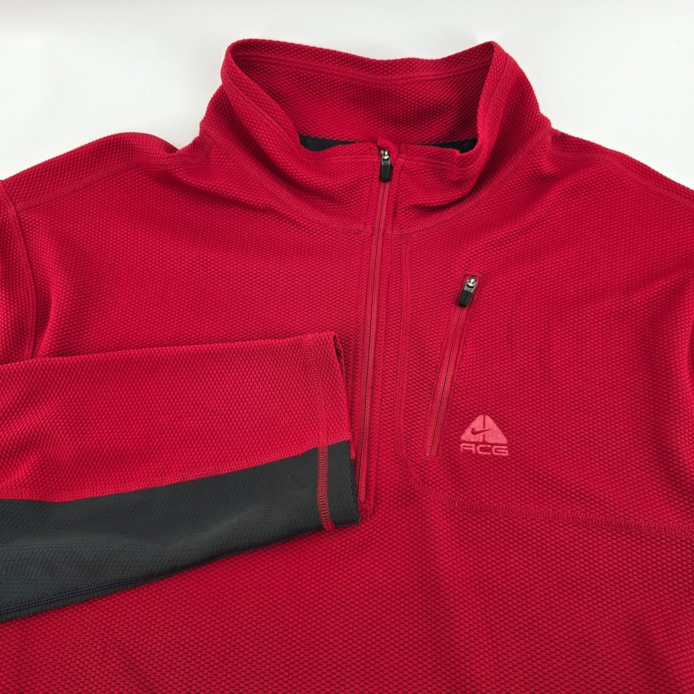 Nike ACG Pullover Mens Dri-FIT Waffle Knit Quarter Zip Red‎ XXL ACGM1175